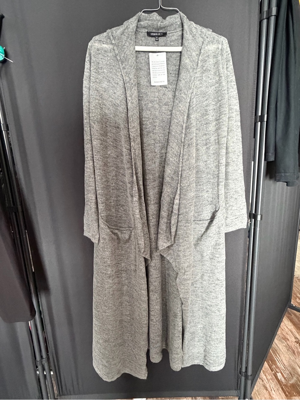 Lafayette 148 New York Heather Gray Open-Front Cardigan Medium cashmere blend - Picture 4 of 9